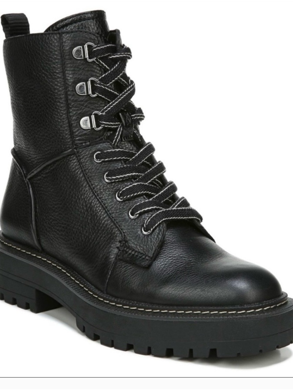 Sam Edelman Black Lace-Up Chunky Combat Boots - Women